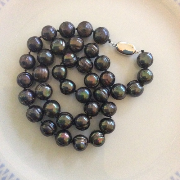 11mm Iridescent Tahitian Pearl Strand Sterling Silver - Picture 10 of 13